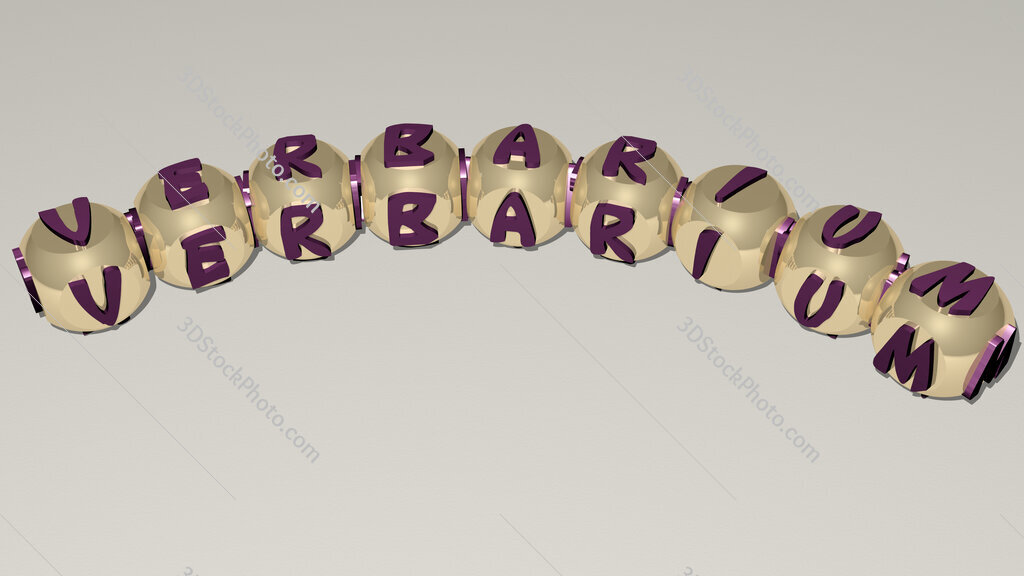 verbarium curved text of cubic dice letters