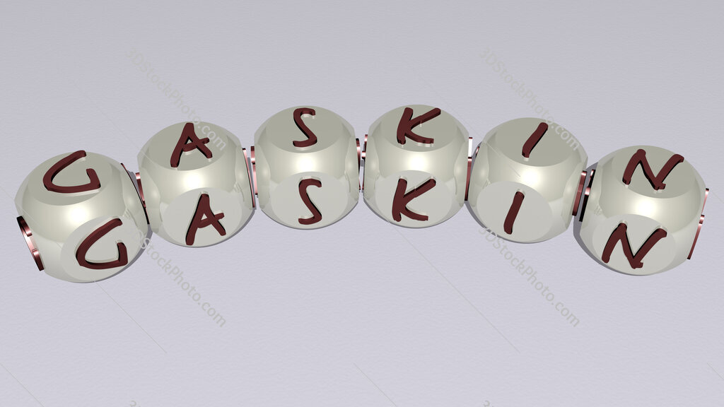 gaskin curved text of cubic dice letters