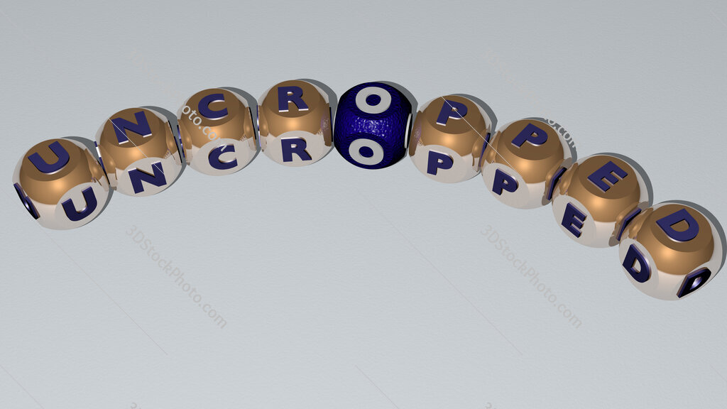 uncropped curved text of cubic dice letters