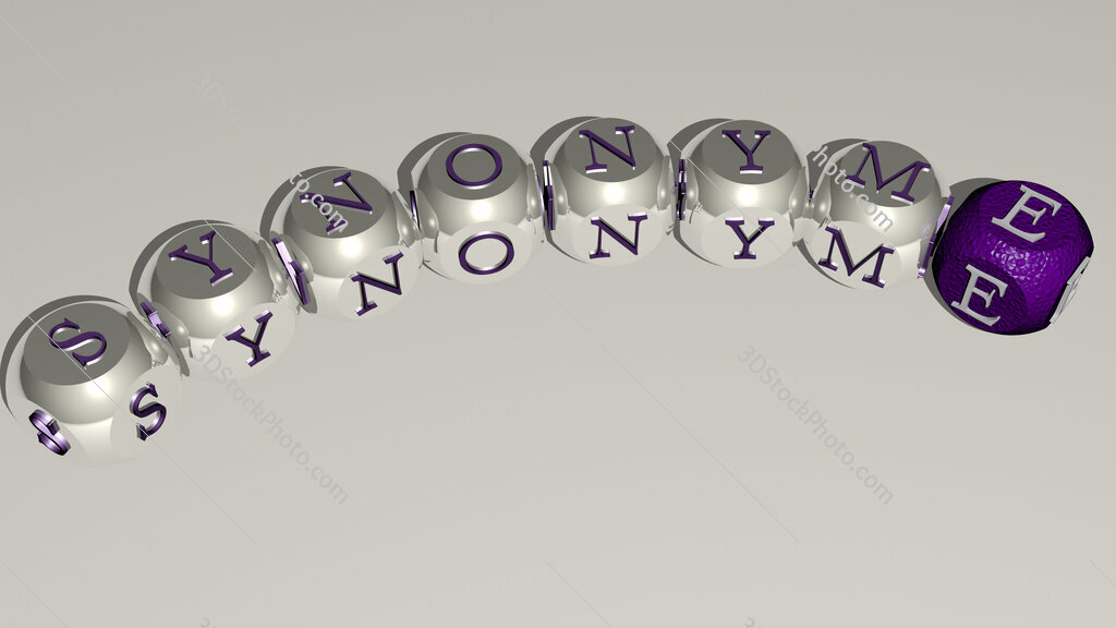 synonyme curved text of cubic dice letters