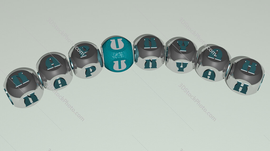 napunyah curved text of cubic dice letters