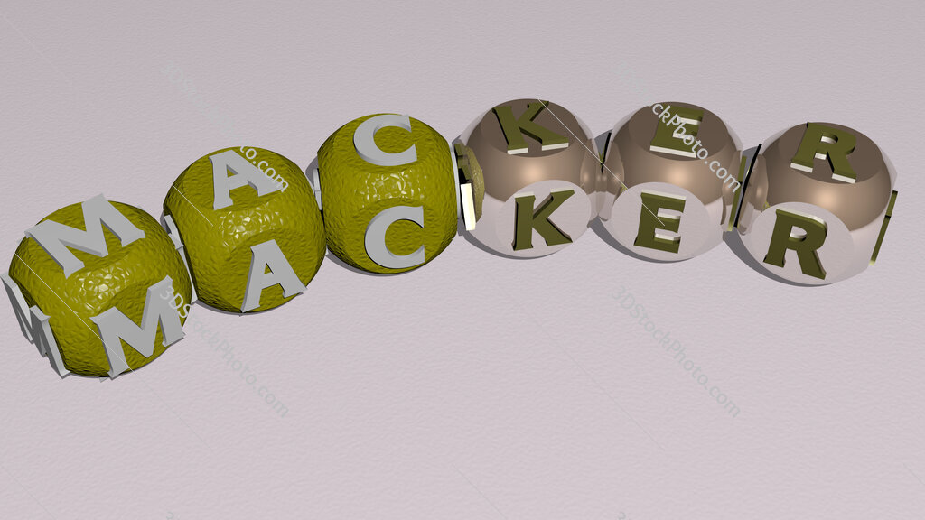macker curved text of cubic dice letters