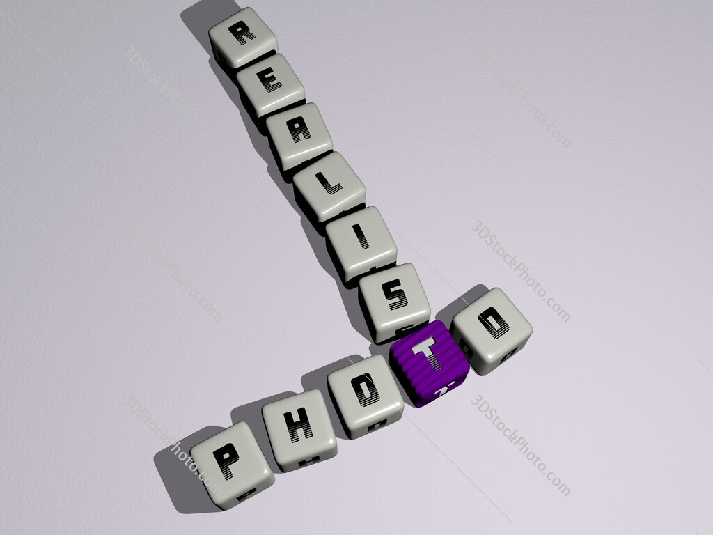 Photo realist crossword by cubic dice letters