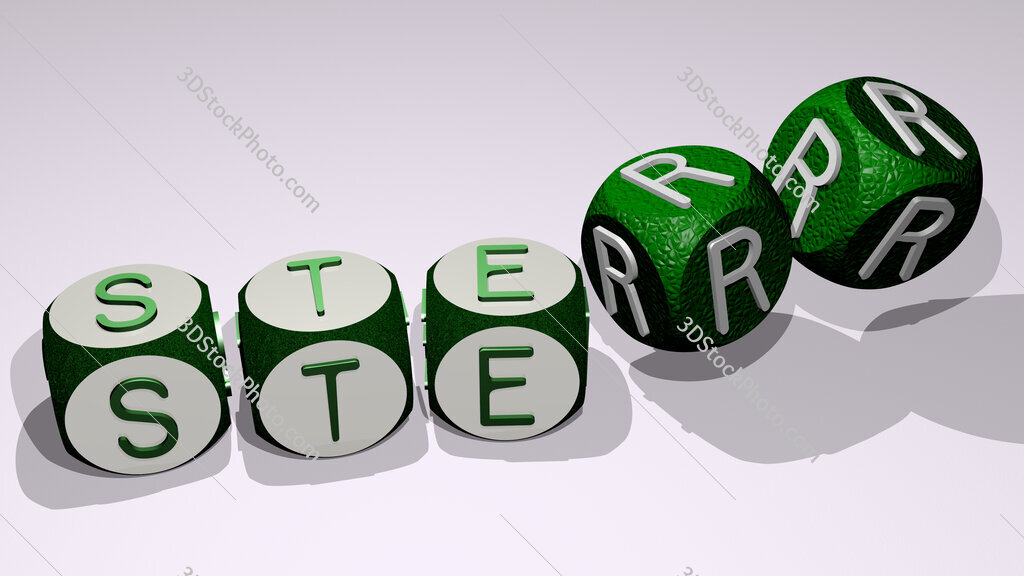 Sterr text by dancing dice letters
