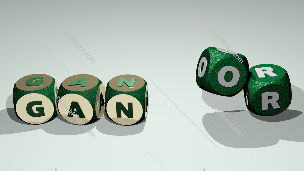 Gan Or text by dancing dice letters