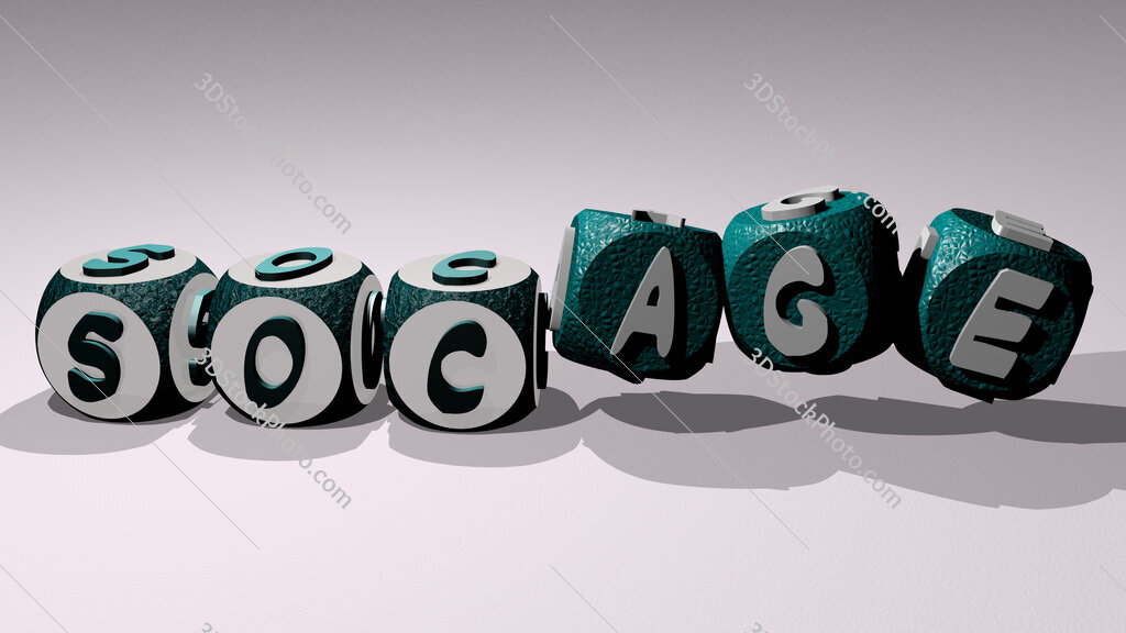 Socage text by dancing dice letters