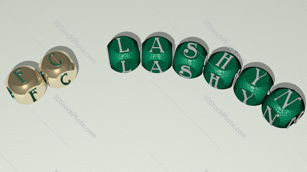 FC Lashyn curved text of cubic dice letters
