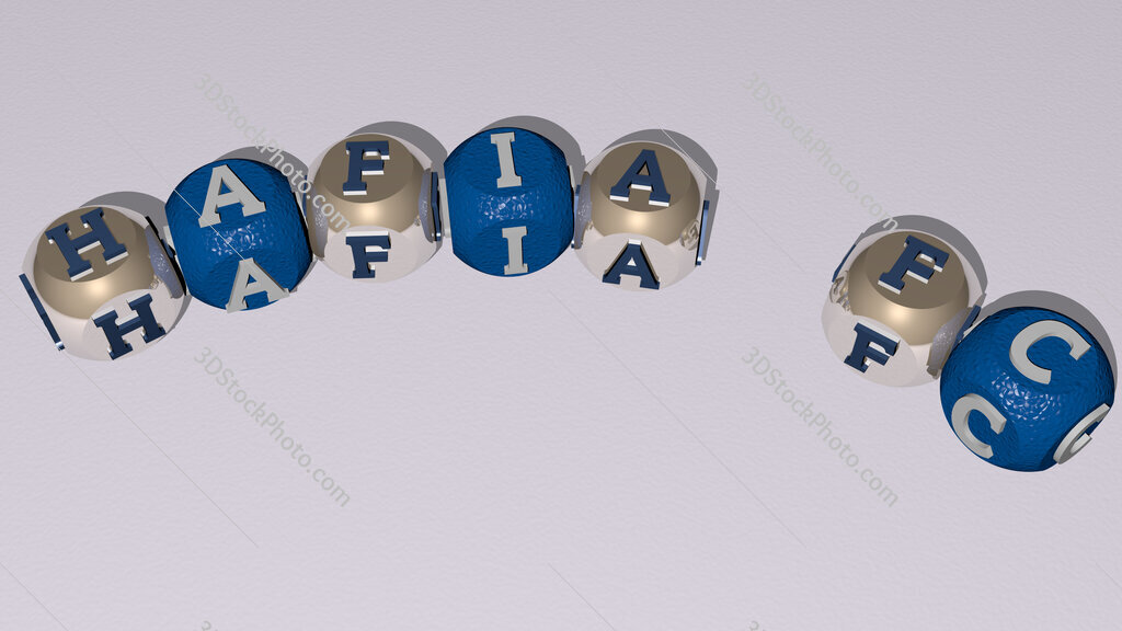 Hafia FC curved text of cubic dice letters