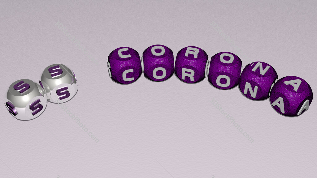 SS Corona curved text of cubic dice letters