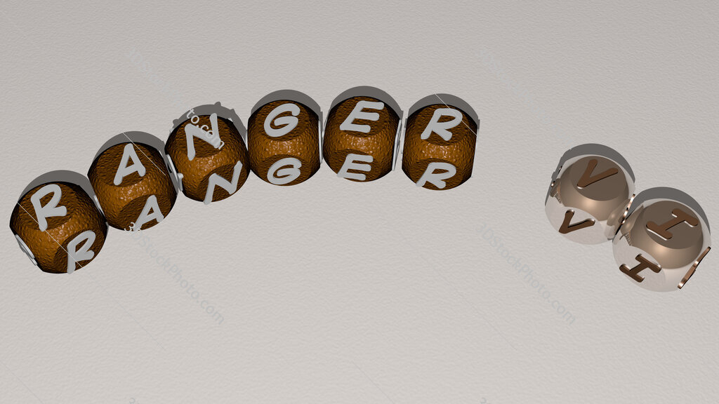 Ranger VI curved text of cubic dice letters