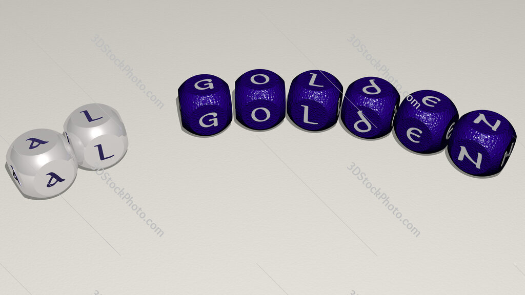 Al Golden curved text of cubic dice letters