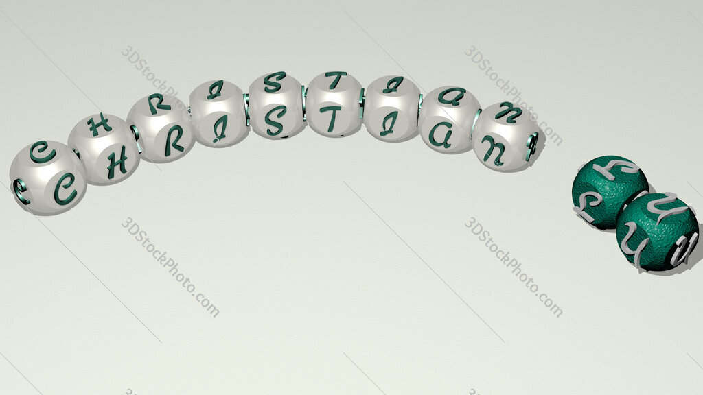 Christian Lu curved text of cubic dice letters