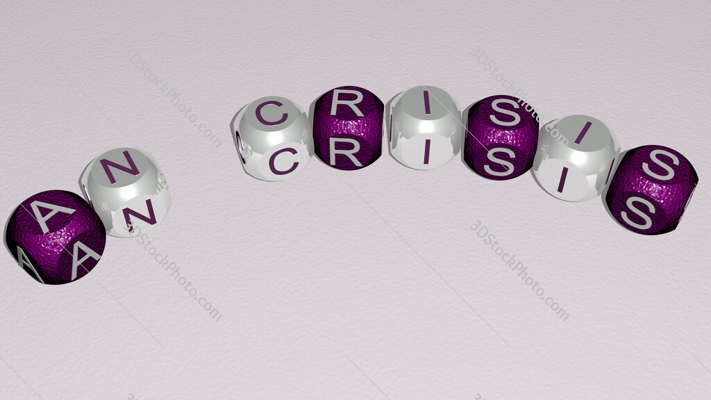 An Crisis curved text of cubic dice letters
