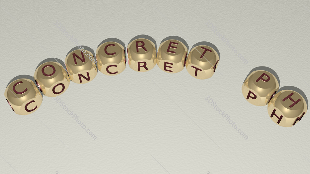 Concret PH curved text of cubic dice letters