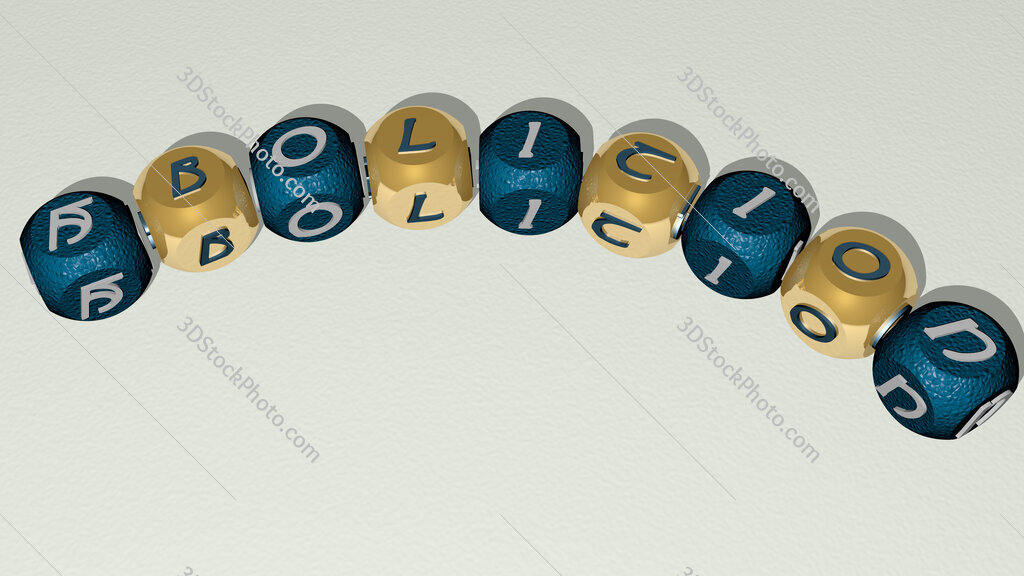 Abolition curved text of cubic dice letters
