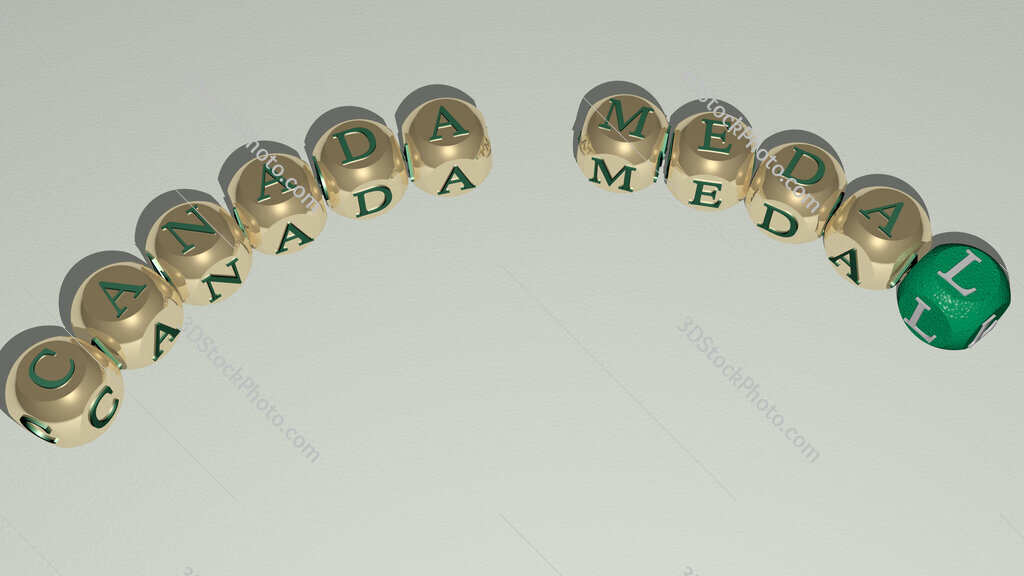 Canada Medal curved text of cubic dice letters