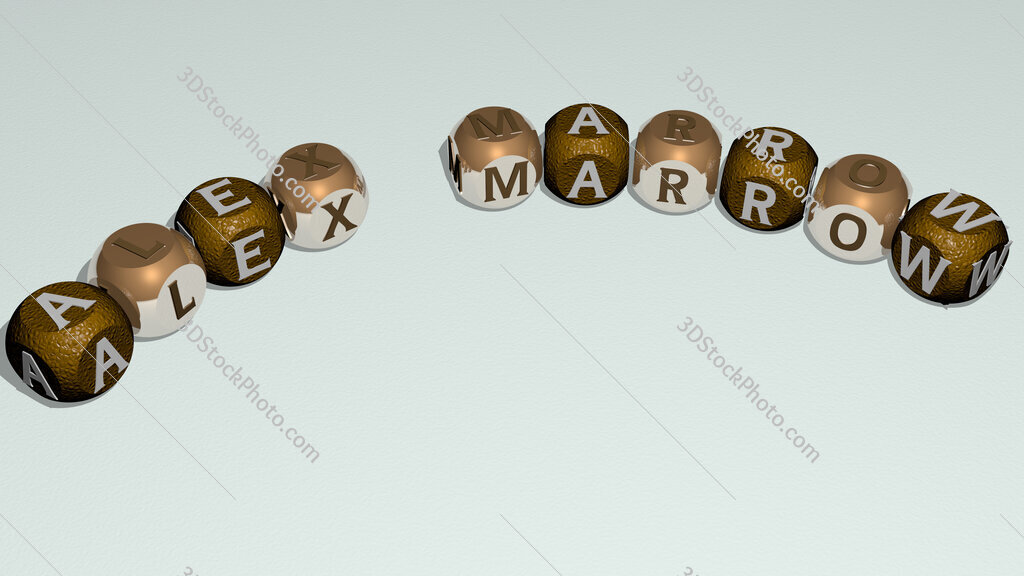 Alex Marrow curved text of cubic dice letters