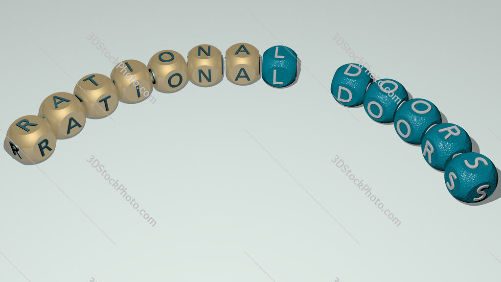 Rational DOORS curved text of cubic dice letters