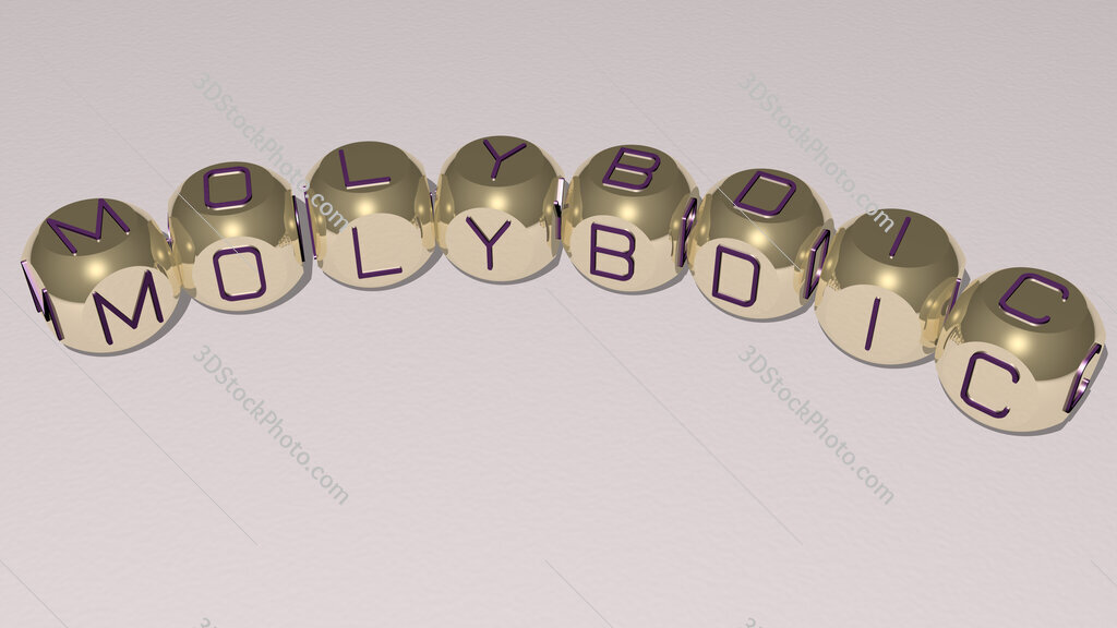 Molybdic curved text of cubic dice letters