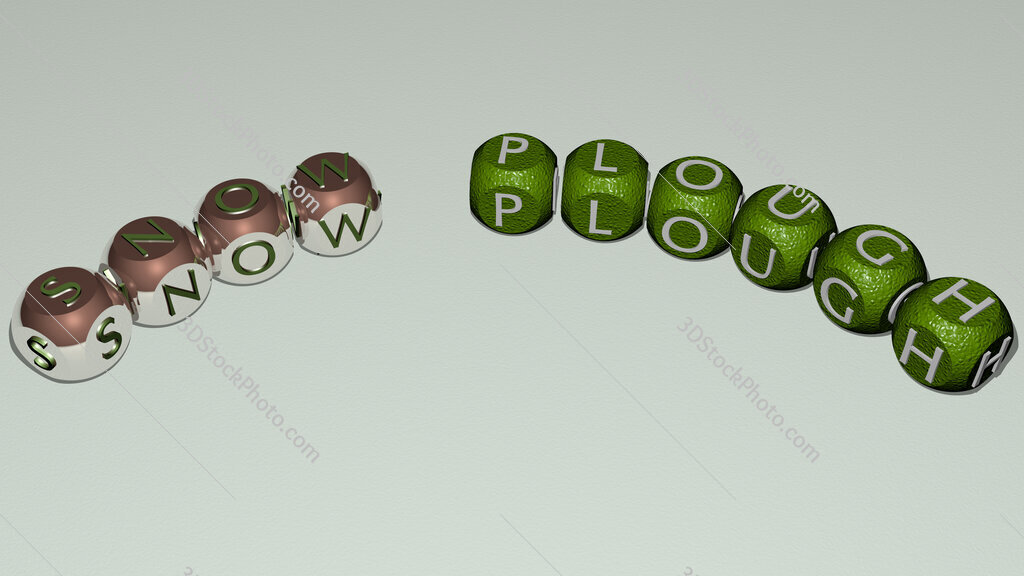 Snow plough curved text of cubic dice letters