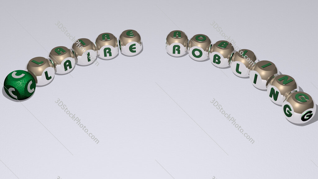Claire Robling curved text of cubic dice letters