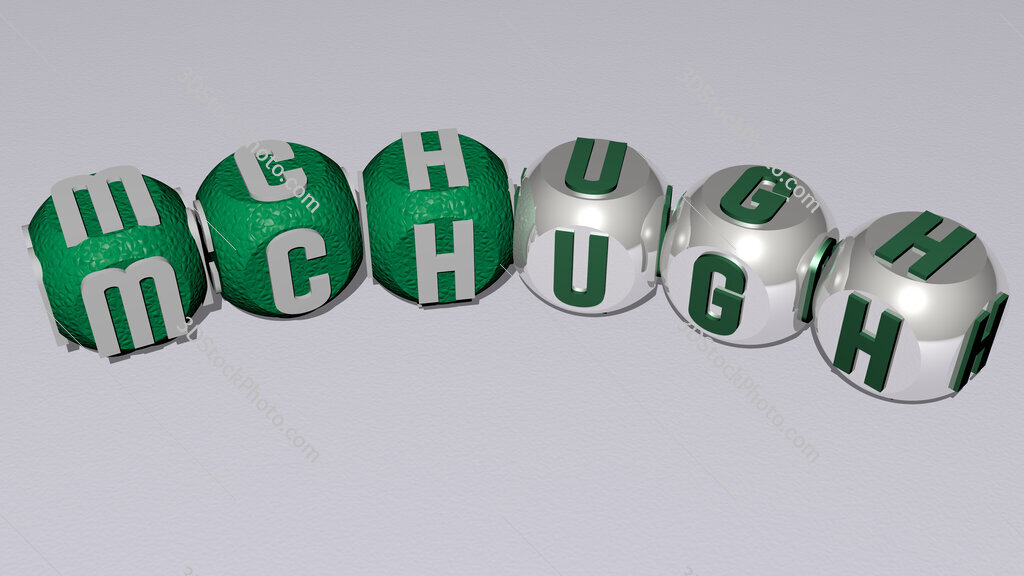 McHugh curved text of cubic dice letters