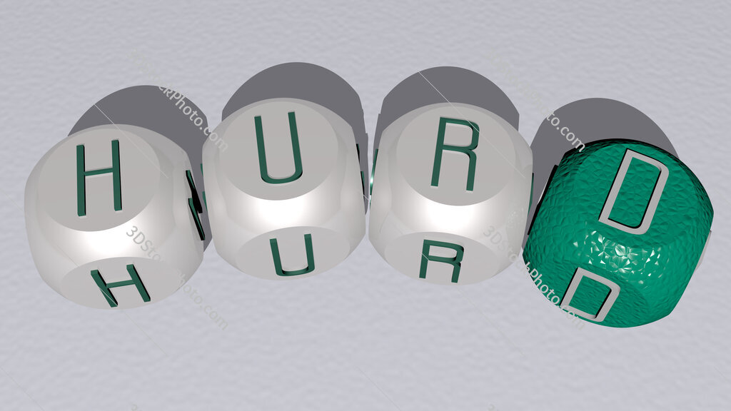 Hurd curved text of cubic dice letters