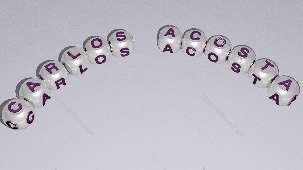 Carlos Acosta curved text of cubic dice letters