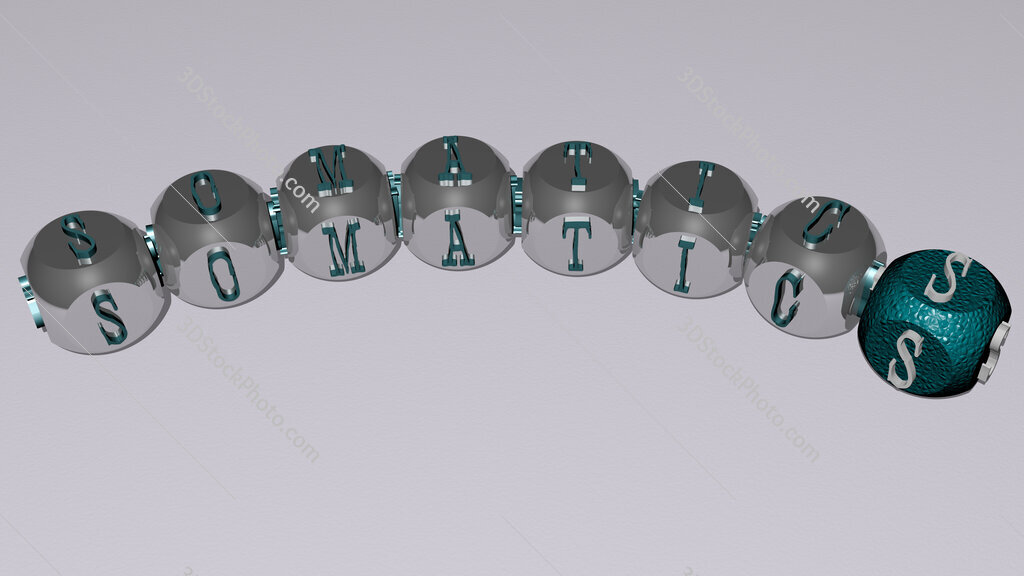 Somatics curved text of cubic dice letters