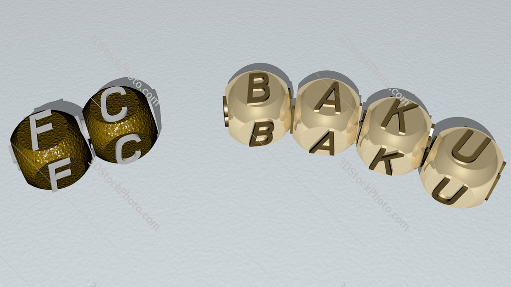 FC Baku curved text of cubic dice letters