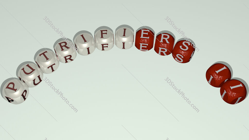 Putrifiers II curved text of cubic dice letters