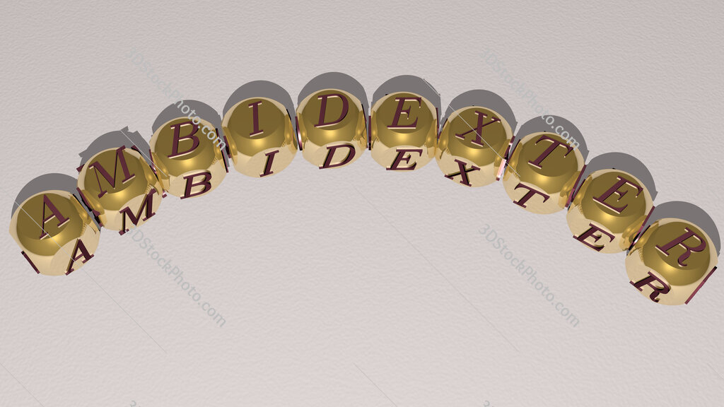 Ambidexter curved text of cubic dice letters