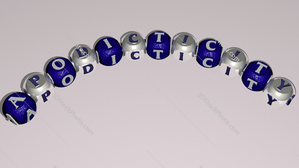 Apodicticity curved text of cubic dice letters