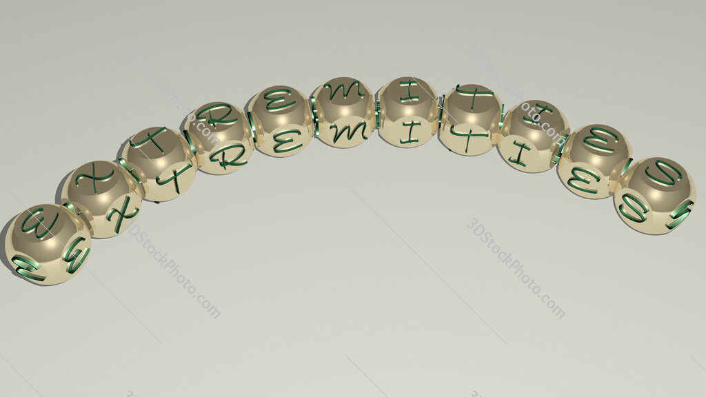 Extremities curved text of cubic dice letters