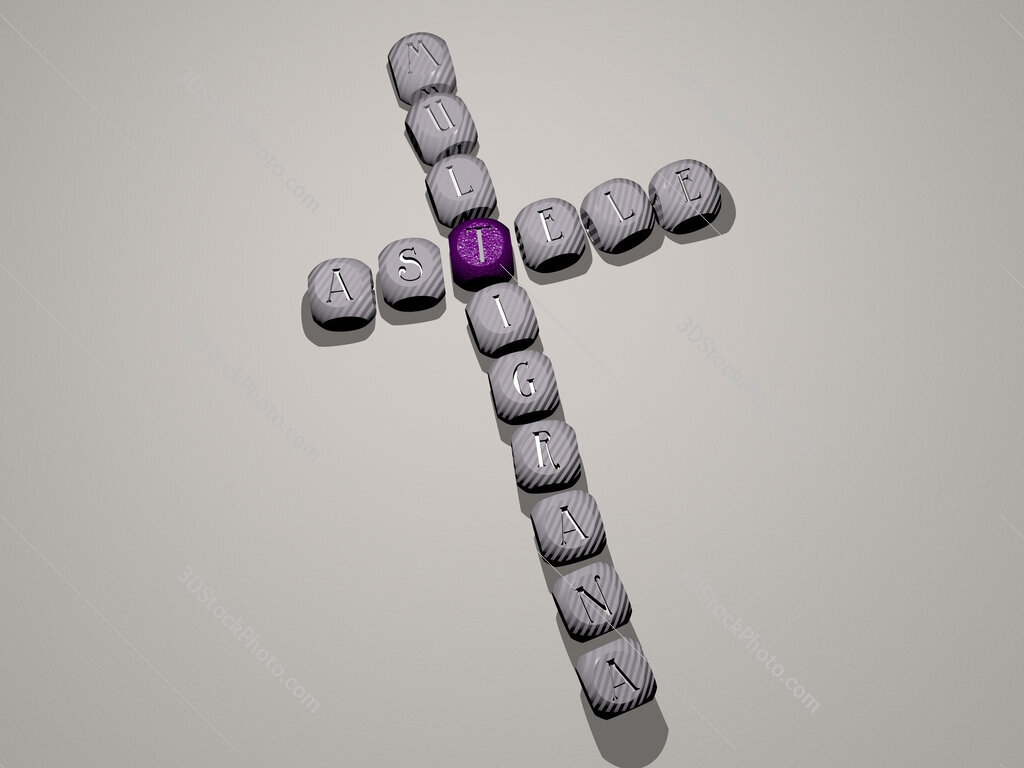 Astele multigrana crossword of dice letters in color