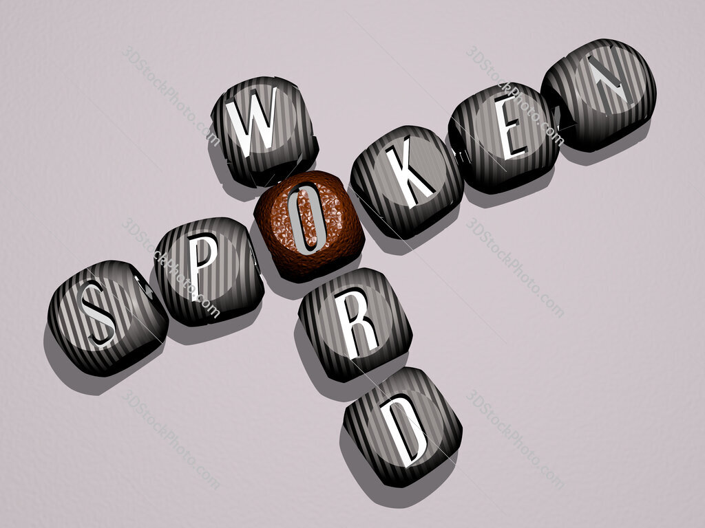 Spoken word crossword of dice letters in color