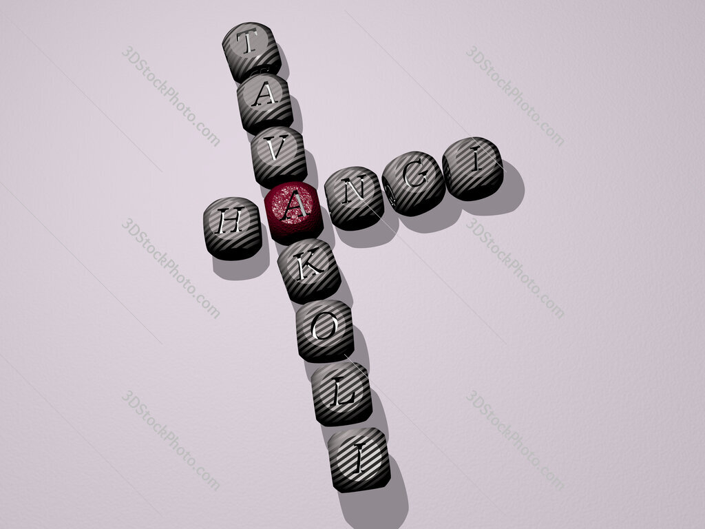 Hangi Tavakoli crossword of dice letters in color