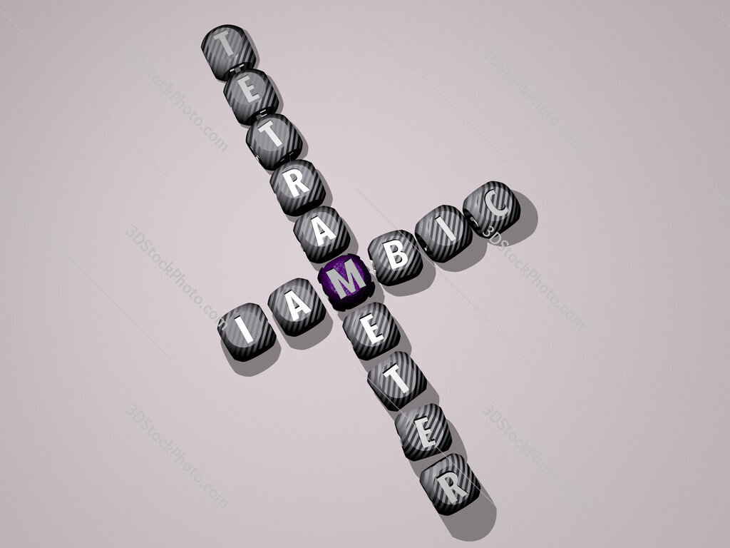 Iambic tetrameter crossword of dice letters in color