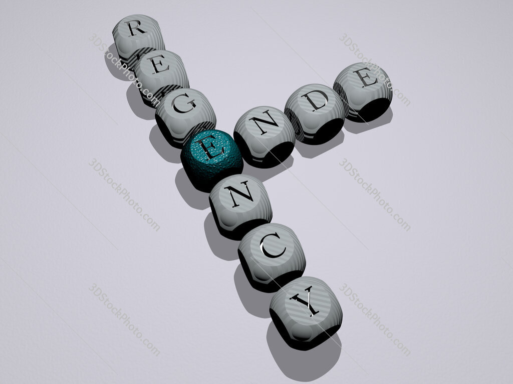Ende Regency crossword of dice letters in color