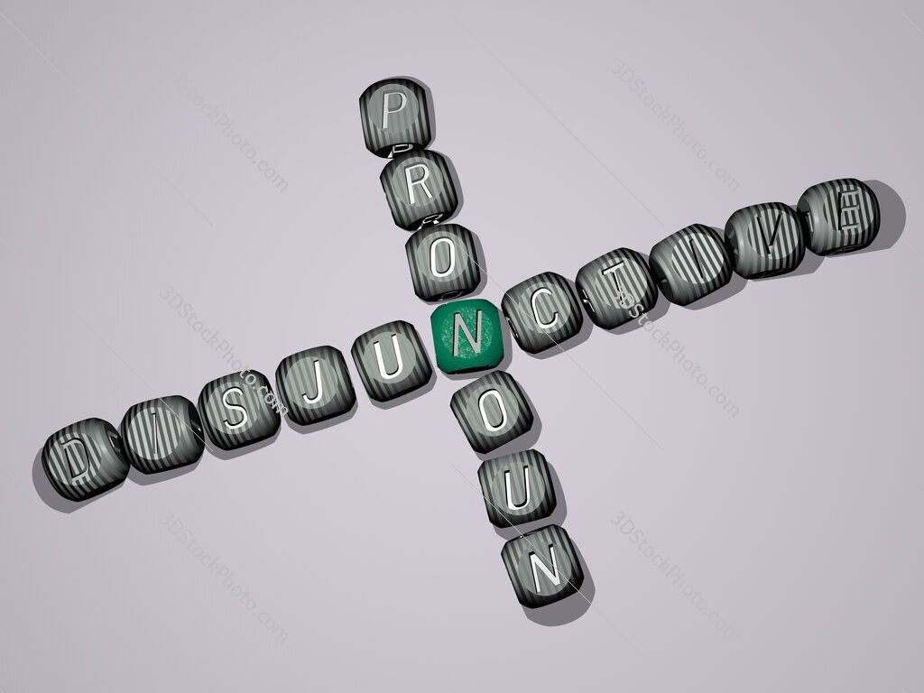 Disjunctive pronoun crossword of dice letters in color