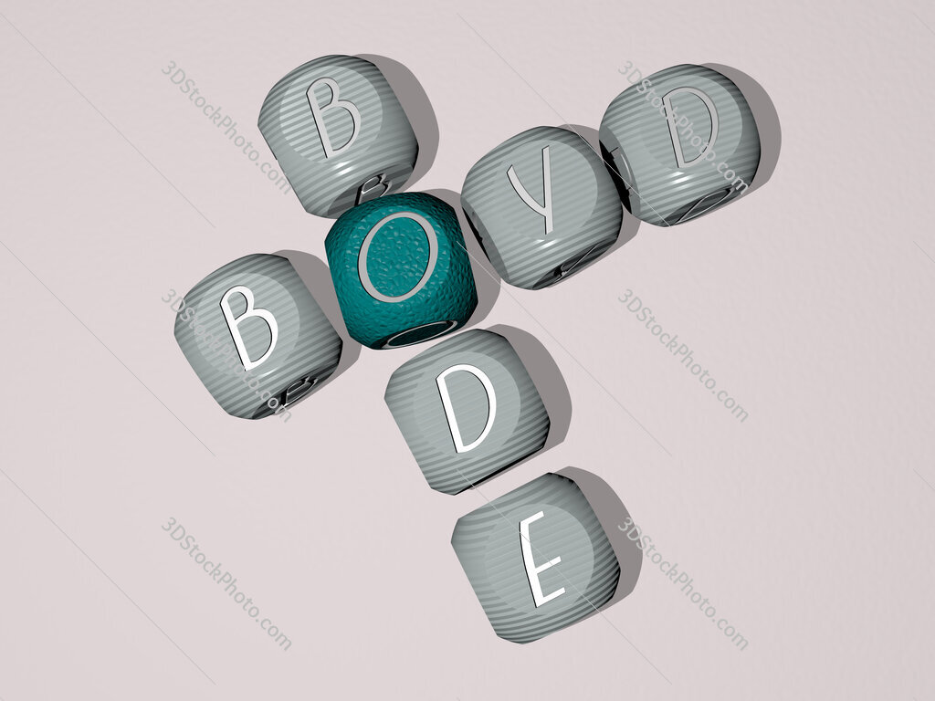 Boyd Bode crossword of dice letters in color