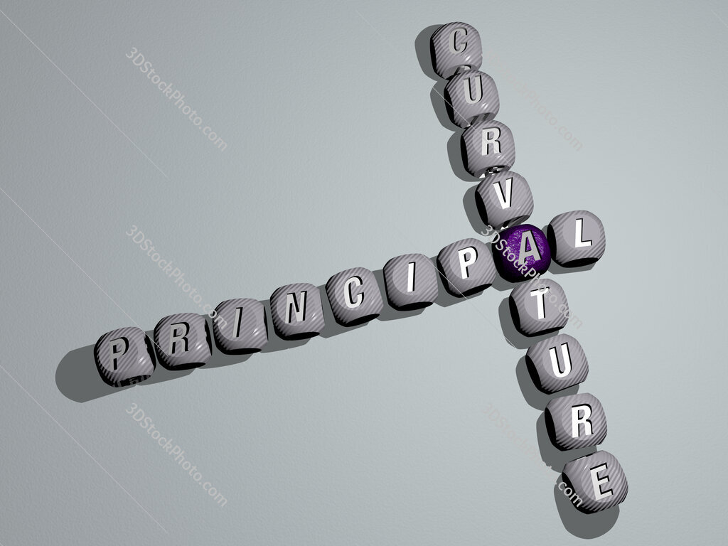 Principal curvature crossword of dice letters in color