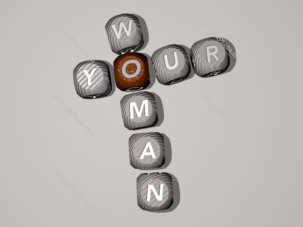 Your Woman crossword of dice letters in color