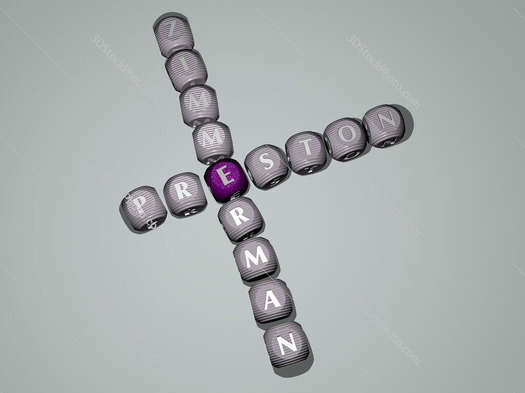 Preston Zimmerman crossword of dice letters in color