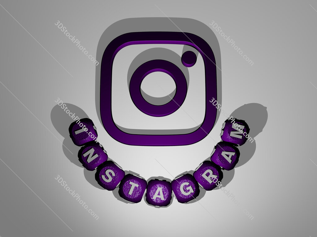 instagram text around the 3D icon