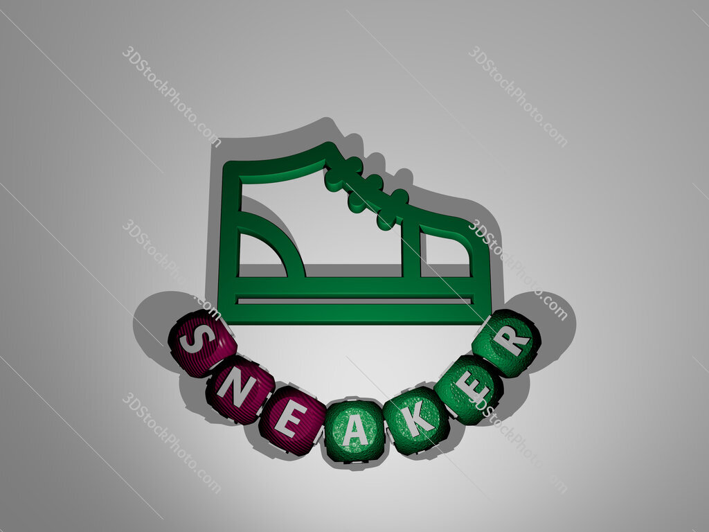 sneaker text around the 3D icon