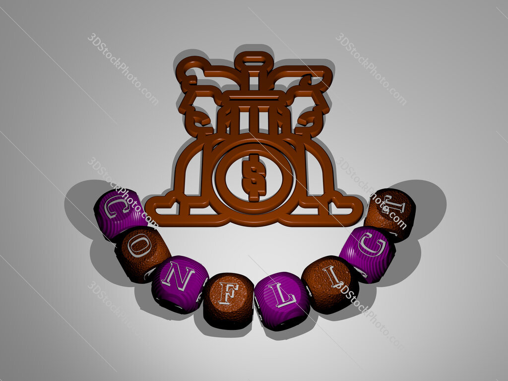 conflict text around the 3D icon