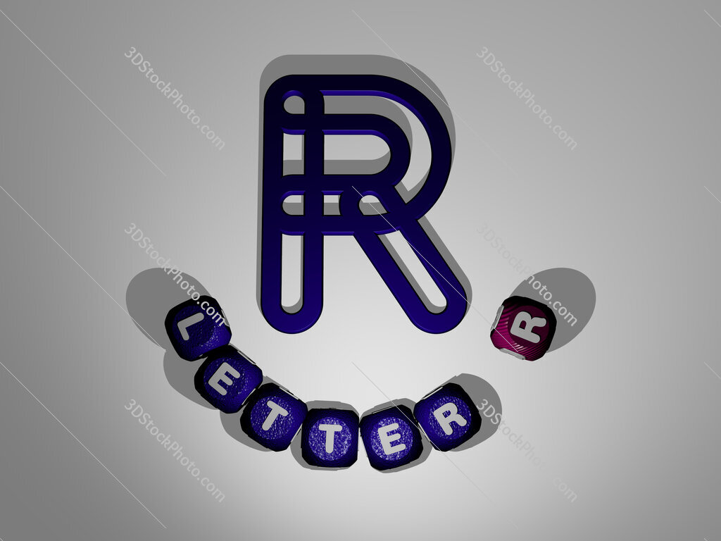 letter-r text around the 3D icon