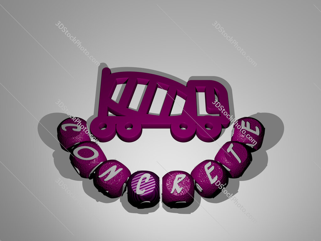 concrete text around the 3D icon
