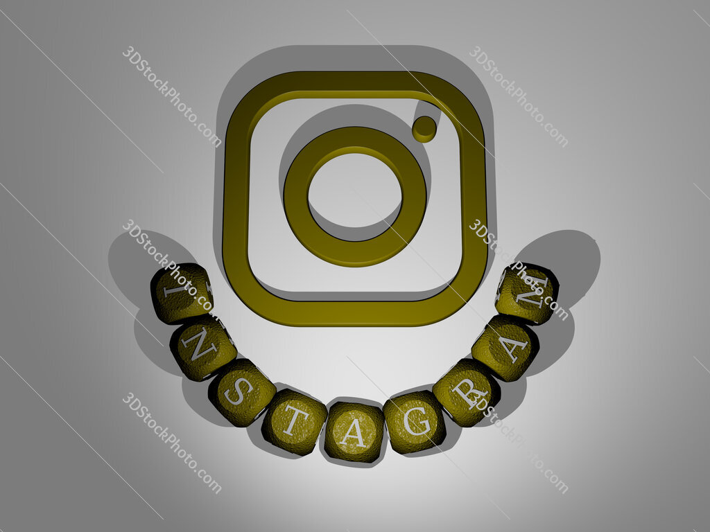 instagram text around the 3D icon